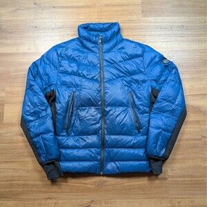 Michael Kors Down Puffer Jacket Women's Size L Blue Full Zip Winter Casual